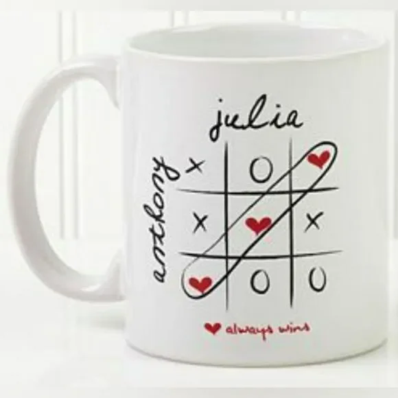 MugsBySandy, Coffee mug 15 oz, Tic Tac Toe, love always wins