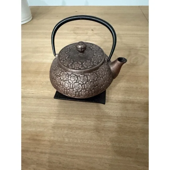 Teavana Cast Iron Sakura Cherry Blossom Teapot Infuser‎ With Stand Made In Japan