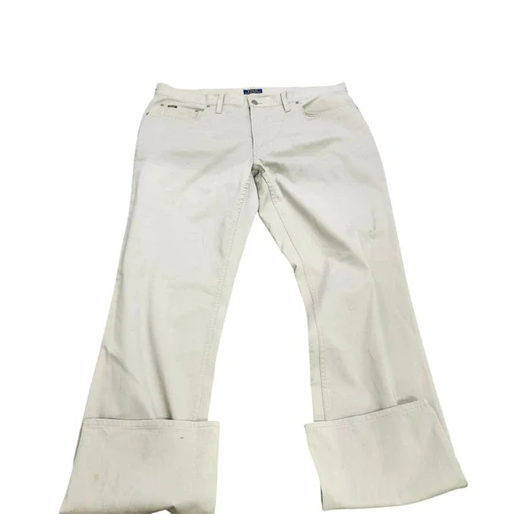 Polo Ralph Lauren Mens Tan Khaki Straight Leg 5-Pocket Twill Trousers 42x35