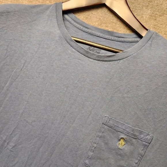 Polo Ralph Lauren T-Shirt Mens XL Blue Yellow Pony Logo Pocket Short Sleeve Tee