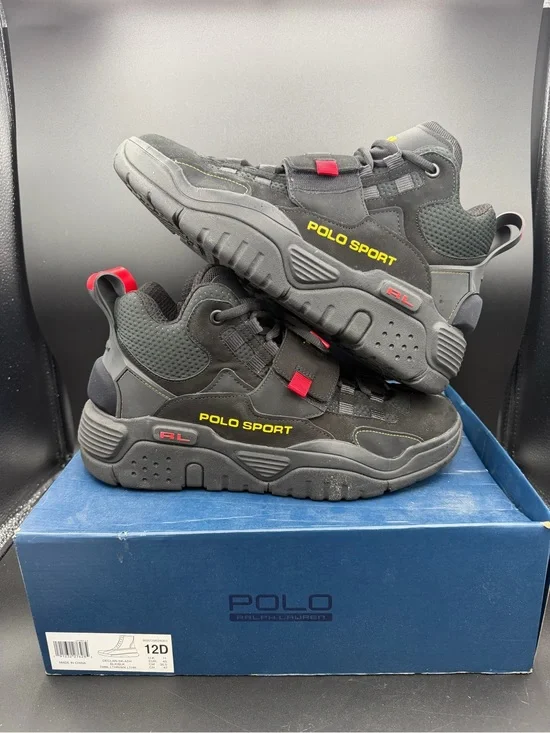 Polo by Ralph Lauren Black Sneakers with Red & Yellow Accents