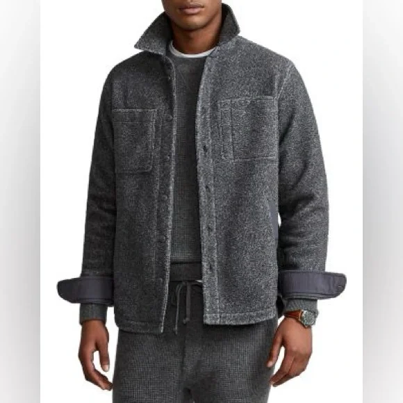 Polo Ralph Lauren Sherpa Brushed Fleece Jacket In Gray Size XL Tall