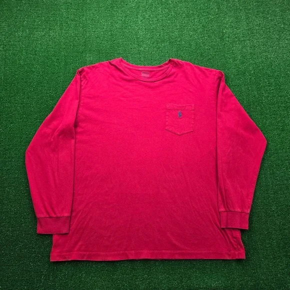 Polo Ralph Lauren Shirt Mens XL Red Long‎ Sleeve Pony Logo Pocket Tee Casual