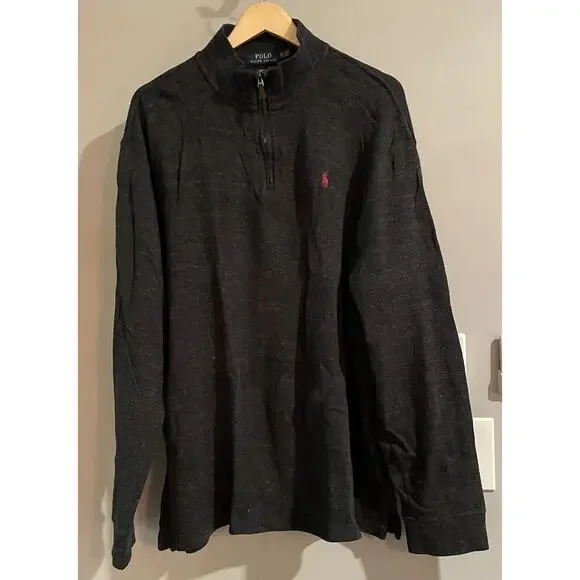 Polo Ralph Lauren Sweater Estate Rib‎ 1/4 Zip Cotton Mock Neck Mens XXL