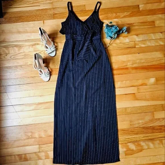 Haute Monde Pinstriped Maxi Dress