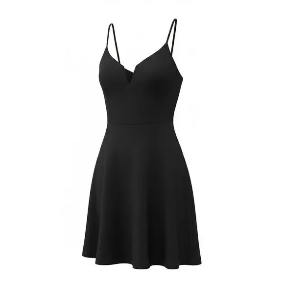Audrey 3+1 Dress Fit & Flare Mini Black Sleeveless Solid Womens S