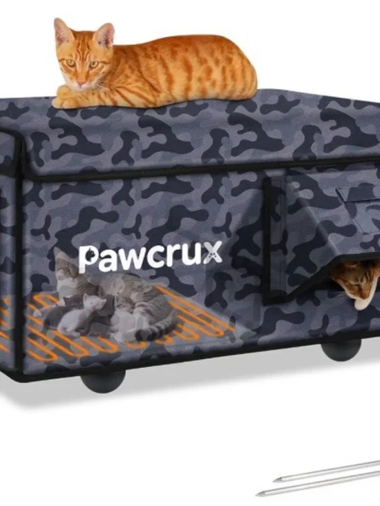 Gray Camo Cat Heated weather proof House .  16X26X14.  CL1