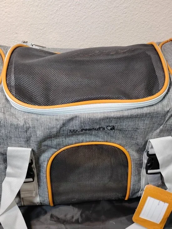Mr Peanuts Soft Sided Pet Carrier Gray Tan Travel Bag Fleece Bed