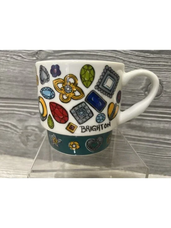 Brighton Limited Edition Colorful Gemstones  Ceramic Coffee Tea Mug Cup 3.5”