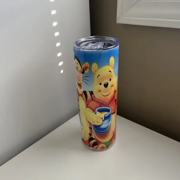 Custom Printed 20oz Tumbler Winnie The Pooh Friends Lid Straws And Straw Cleaner