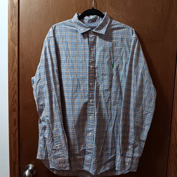 Polo Ralph Lauren Mens XL Plaid Stretch Button Up‎ Long Sleeve Shirt