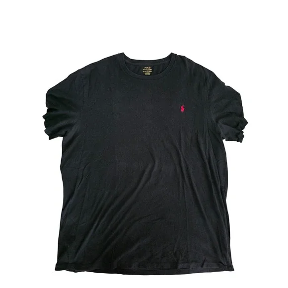 Polo Ralph Lauren Mens 2XLT Black Crewneck Short Sleeve T-Shirt Red Pony Logo