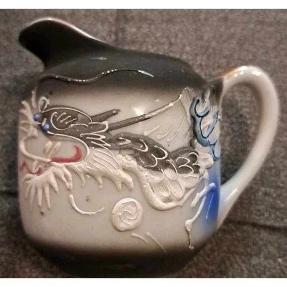Vintage‎ Japanese Dragonware Creamer And Sugar Blue With Gold Accents