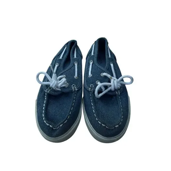 Nautica Kids Youth Size 3 Spinnaker Casual Denium Blue Canvas Boat Shoes‎
