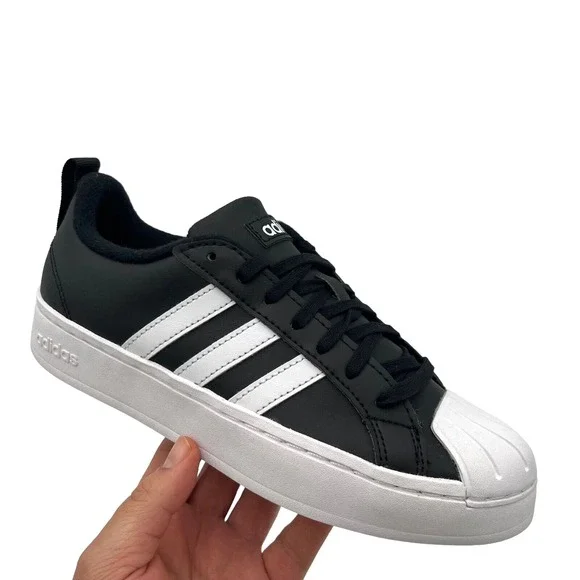 Adidas StreetCheck Youth Boys Girls Sneakers Sz 4 Black‎ White Classic Shell Toe