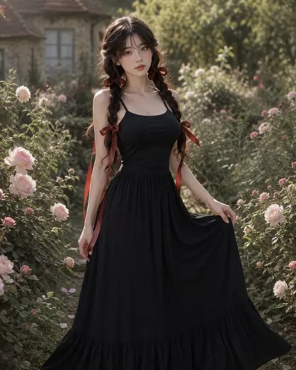 Soft Meadow Paths Beneath the Moonlight flowy empire waist stretch maxi dress