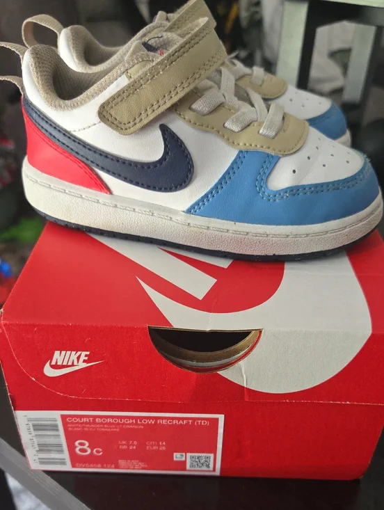 Nike Kids White Blue Navy Red Low-Top Court Sneaker