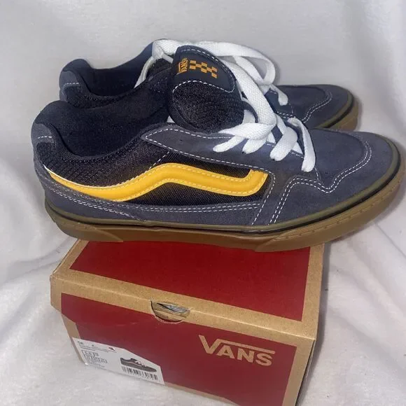 new Vans boys shoes Suede Sneakers Boy 5 low gray skater surf gray yellow