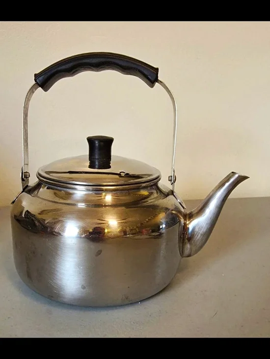 Stainless Steel Silver Teapot with Black Handle