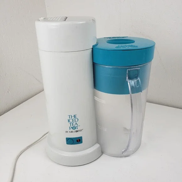 Mr. Coffee The Iced Tea Pot Tm1.7 White and Teal Electric Brewer with Pitcher