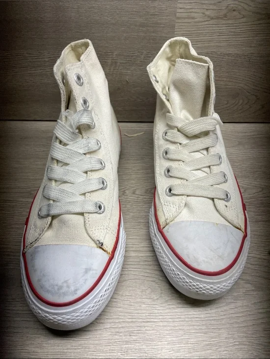 Levi's Kids Cream High-Top Sneakers with Red Trim #1064