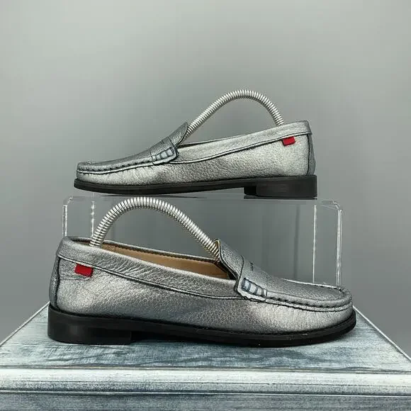 NEW Marc Joseph New York Boy’s Leather East Village Loafers Silver Size 2