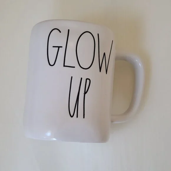 Rae Dunn Mug Glow Up Artisan Collection Ivory White Matte Coffee Cup