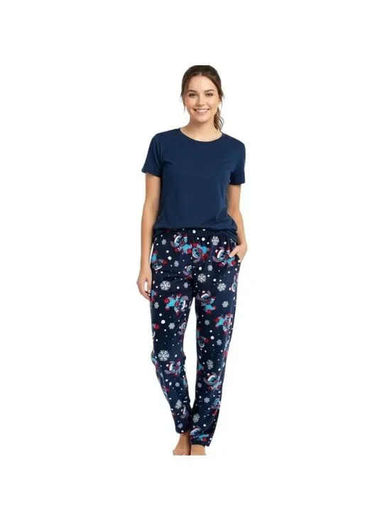 Disney Stitch Women’s Christmas Fleece Pajama Pants – Size M