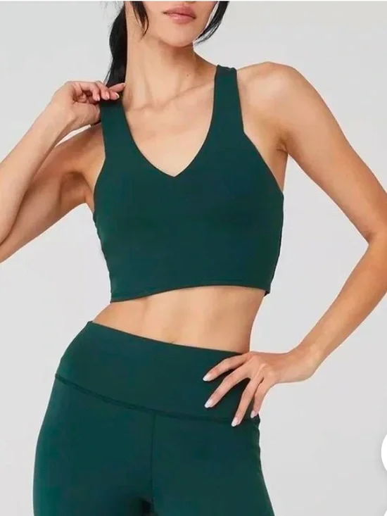 Alo Yoga Airbrush Real Bra Tank - Midnight Green Size Medium