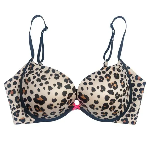 Victoria's Secret‎ Leopard Print Bra 34C Plunge Padded Animal Print Underwire