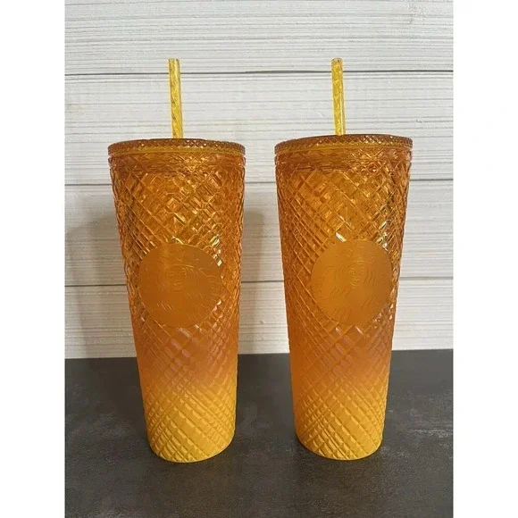 Starbucks NEW Mango Venti Tumblers- Orange (24oz)  Set Of 2