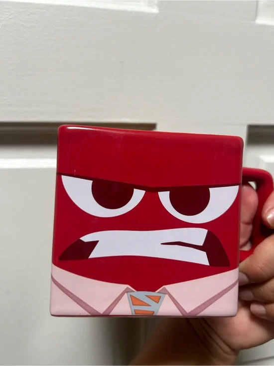 Inside Out Anger Coffee Mug Red Square Disney Pixar Good Pre Owned Condition