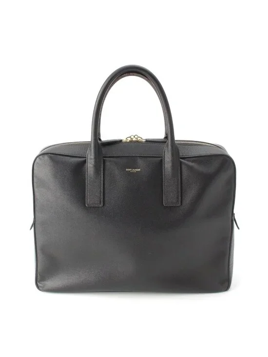 Saint Laurent Classic Museum Flat Leather Briefcase Black