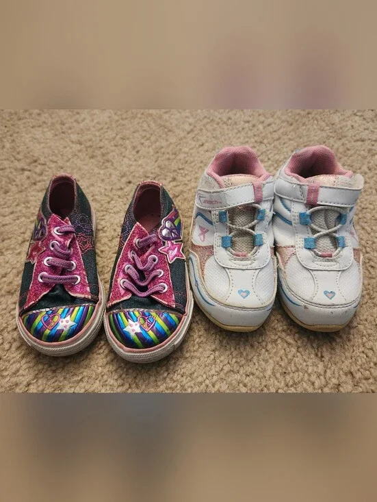 Girls Set Of 2 Sneakers‎ Casual Walking Tennis Shoes Size 6 Toddler