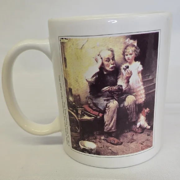 Norman Rockwell Coffee Mug, Cobbler Studying Dolls‎ Shoe