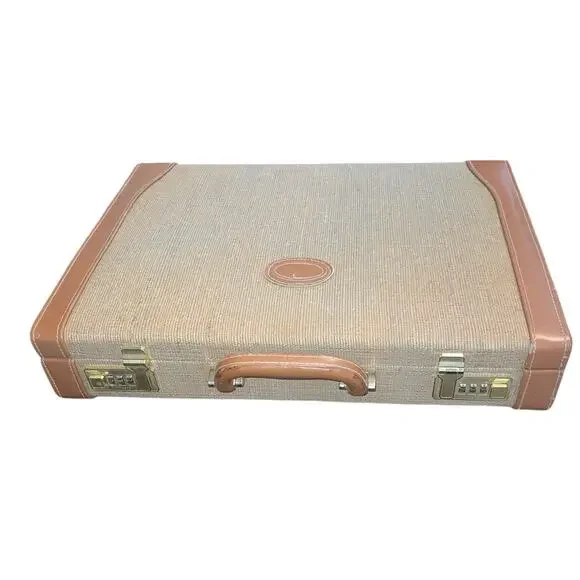 Ricardo Beverly Hills Vintage Tan Canvas & Leather Briefcase