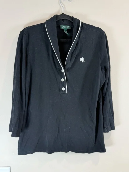 🔥Ralph Lauren Black Polo SleepwearTunic with White Trim Size M UC🔥