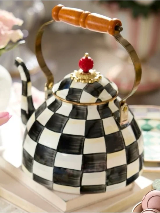 Courtly Check Enamel Tea Kettle - 3 Quart