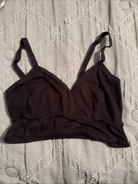 Auden Black Ribbed V-Neck Bralette