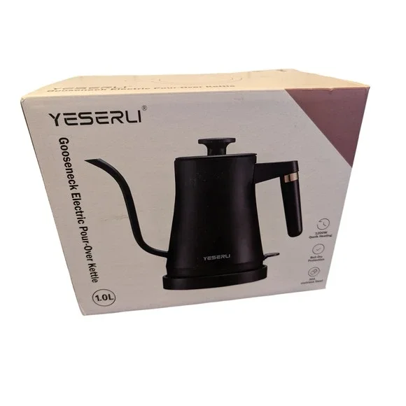Gooseneck Electric Pour-Over Kettle 1.0L Matte Black 1200W Stainless Steel