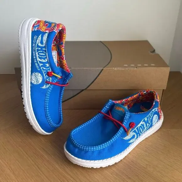 Hey Dude Wally Funk Hot Wheels Kids Sneakers - SZ 2 Y