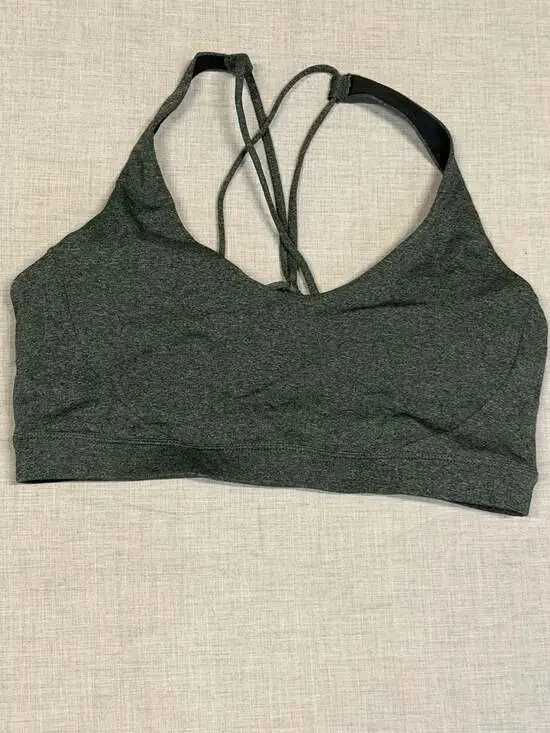 prAna Women's Heathered Green Strappy Yoga Sports Bra