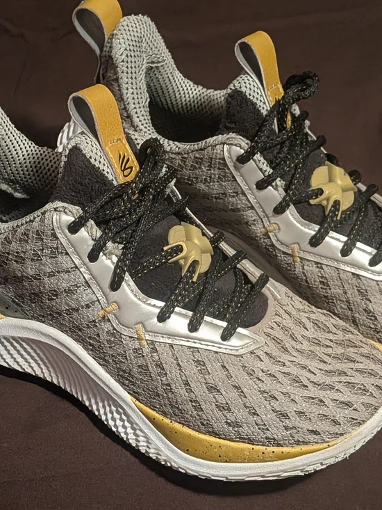 Under Armour Kids Gray and Gold Lightweight Sneakers