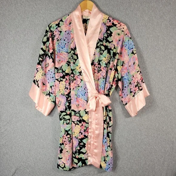 Vintage 90s Victoria's Secret Gold Label Floral Kimono Robe Womens OS Romantic