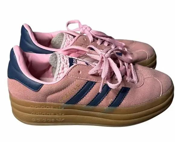 adidas Gazelle Bold Pink Navy Gum Platform Shoes H06122 Sneakers Big kids size 5