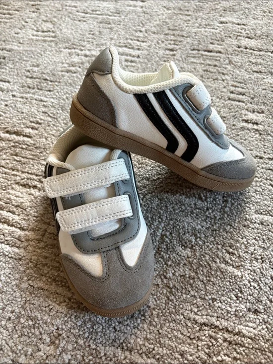 Kids White and Gray Velcro Sneakers Target