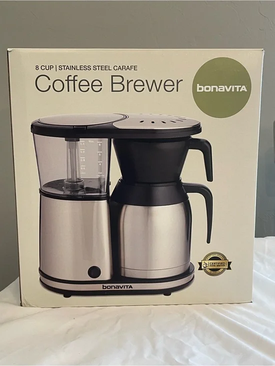 Avita Stainless Steel Coffee Brewer with Black Accents