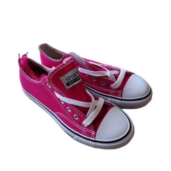 Sports Shoes Kids 8 Fuchsia White Classic Low Top Sneakers‎ Canvas School Skate
