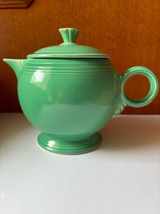 Vintage Fiesta HLC USA Large Teapot Original Green Art Deco MCM Cottagecore