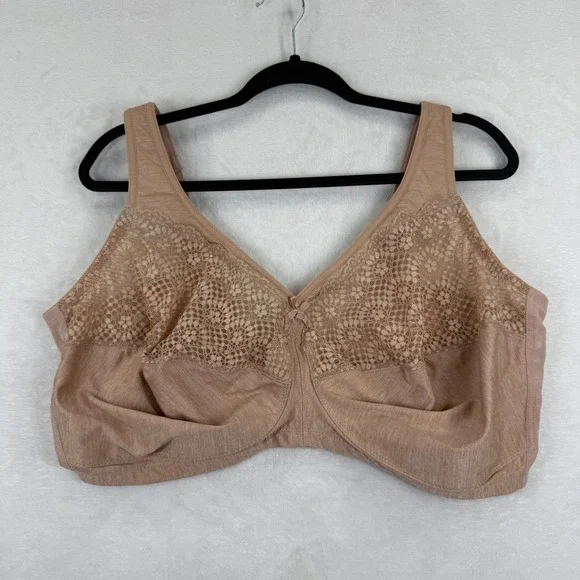 Glamorise 1064 MagicLift Full Figure Lace Support Bra Cafe Tan‎ 44H Mens Womens